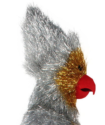 HPO Men's Furry Cardinal Mascot Tinsel Mask Costume, Halloween-Mask, Flame-retardant Tinsel Material