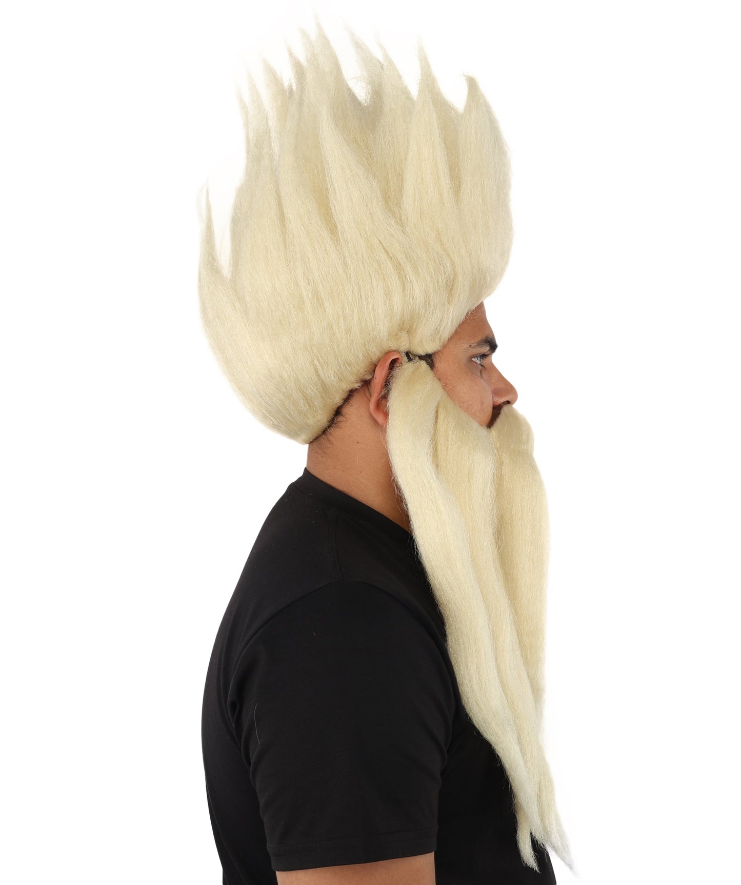 Wild Man Wig Beard & Mustache Set | Voluminous Multicolor Options Messy Hair with Matching Facial Hair, Synthetic Fiber & Breathable Cap | Halloween, Jungle Roleplay, Theater, Carnival & Costume Party
