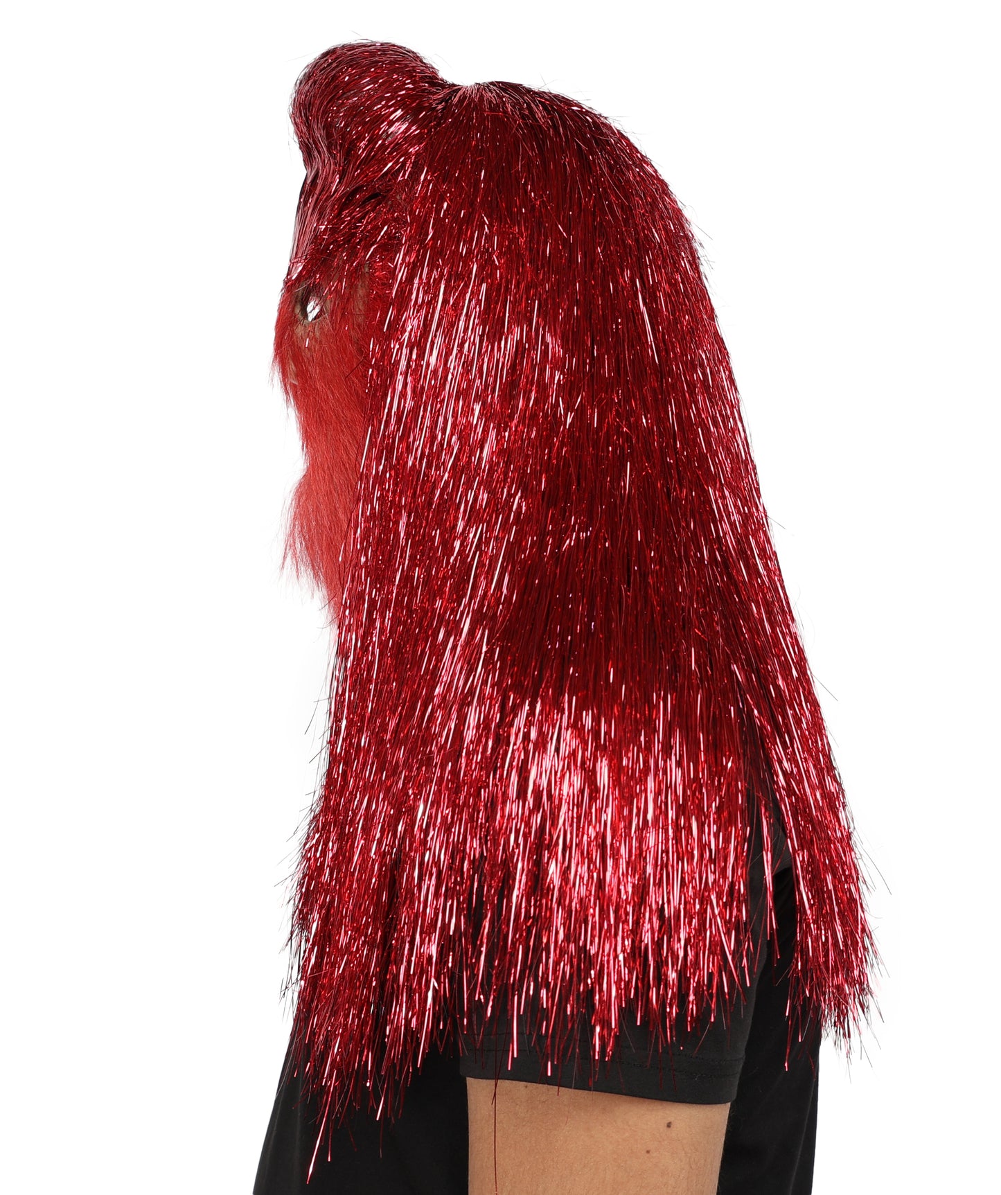 HPO Unisex Teen Extreme Tinsel Hairy Person Costume Bundle & Mask Set - Full-Body Tinsel Hair Suit Extra-Long Costume Wig for Halloween, Cosplay & Parties - Multiple Color Options