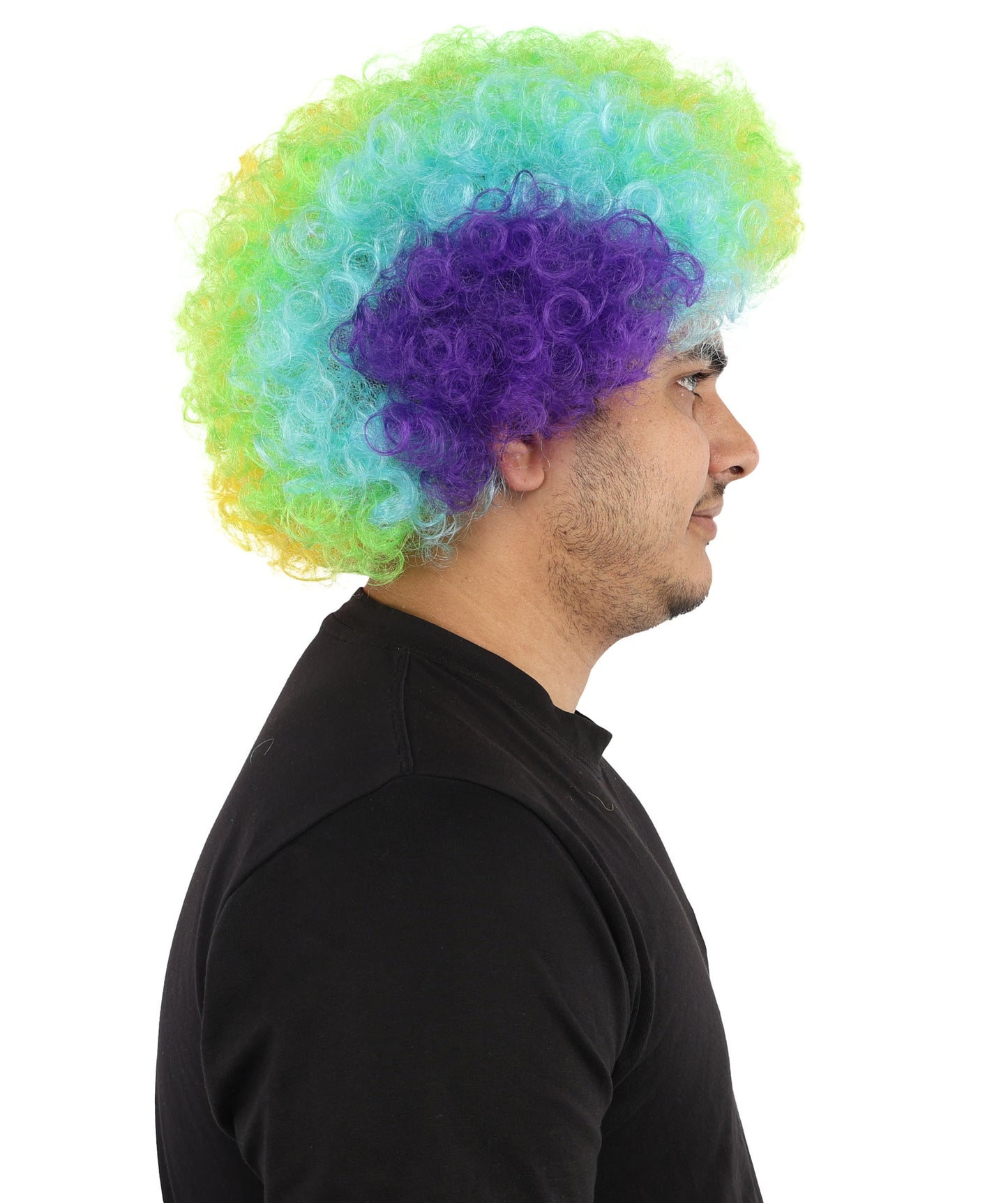 HPO Unisex Rainbow Afro Clown Wig | Multicolor Hairpiece with Standard Cap Design | Suitable for Cosplay, Parties, and Themed Events