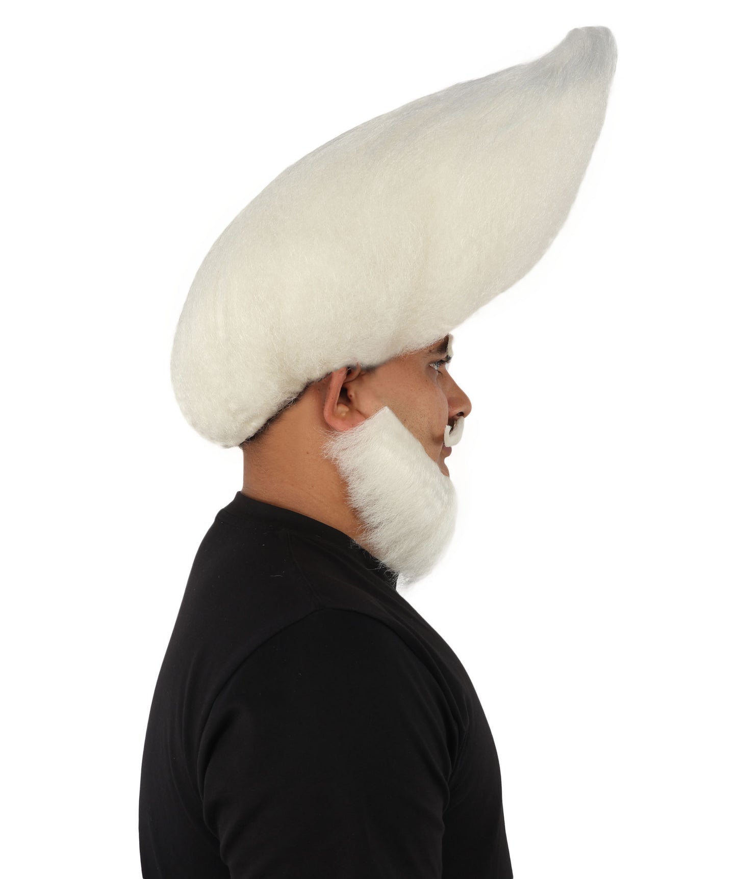 HPO Men's Crescent Fantasy Wig Beard Mustache & Eyebrow Set | Massive structural moon shape with matching facial hair and capless construction | Essential for theatrical stage drag performance costume events and party