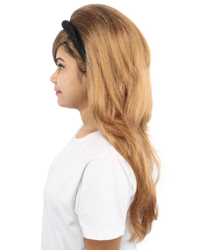 HPO Women's Retro Headband Long Multicolor Wig | 24 Inch Voluminous Honey Brown Swept Bangs | Party Halloween Cosplay Theater Pop Star Costume Events