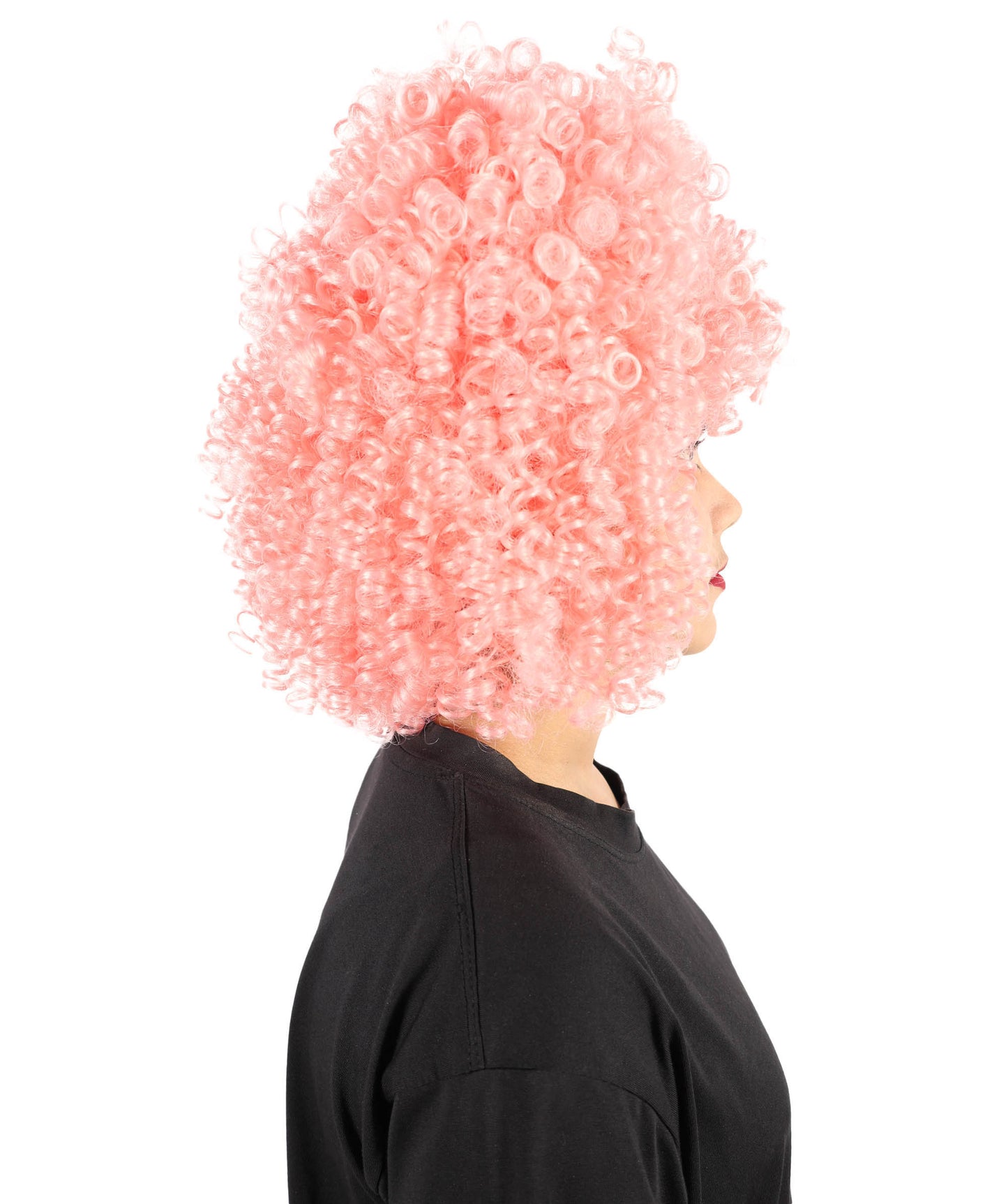 HPO Women’s Creepy Circus Doll Wig | Curly Pink Hairpiece | Adjustable Inner Cap for Halloween, Cosplay, Stage & Parties