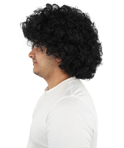 HPO Men's Soft Curly Afro Wig with Multiple Color Options | Flame-Retardant Synthetic Fiber | Perfect for Halloween, Cosplay and Themed Parties