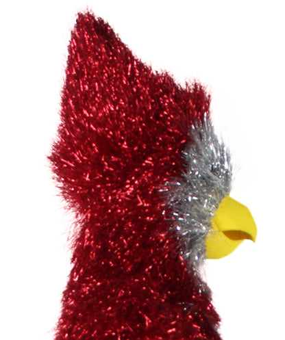 HPO Men's Furry Cardinal Mascot Tinsel Mask Costume, Halloween-Mask, Flame-retardant Tinsel Material