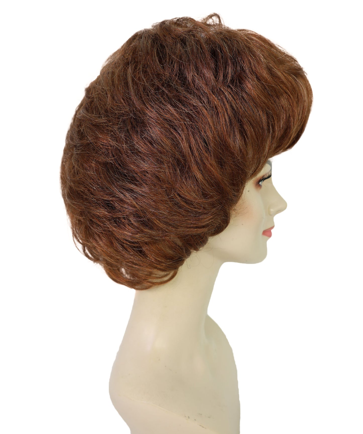 HPO Women's Synthetic Full Brown Wig – Medium Bounce Curl Bob Style for Parties, and Themed Events