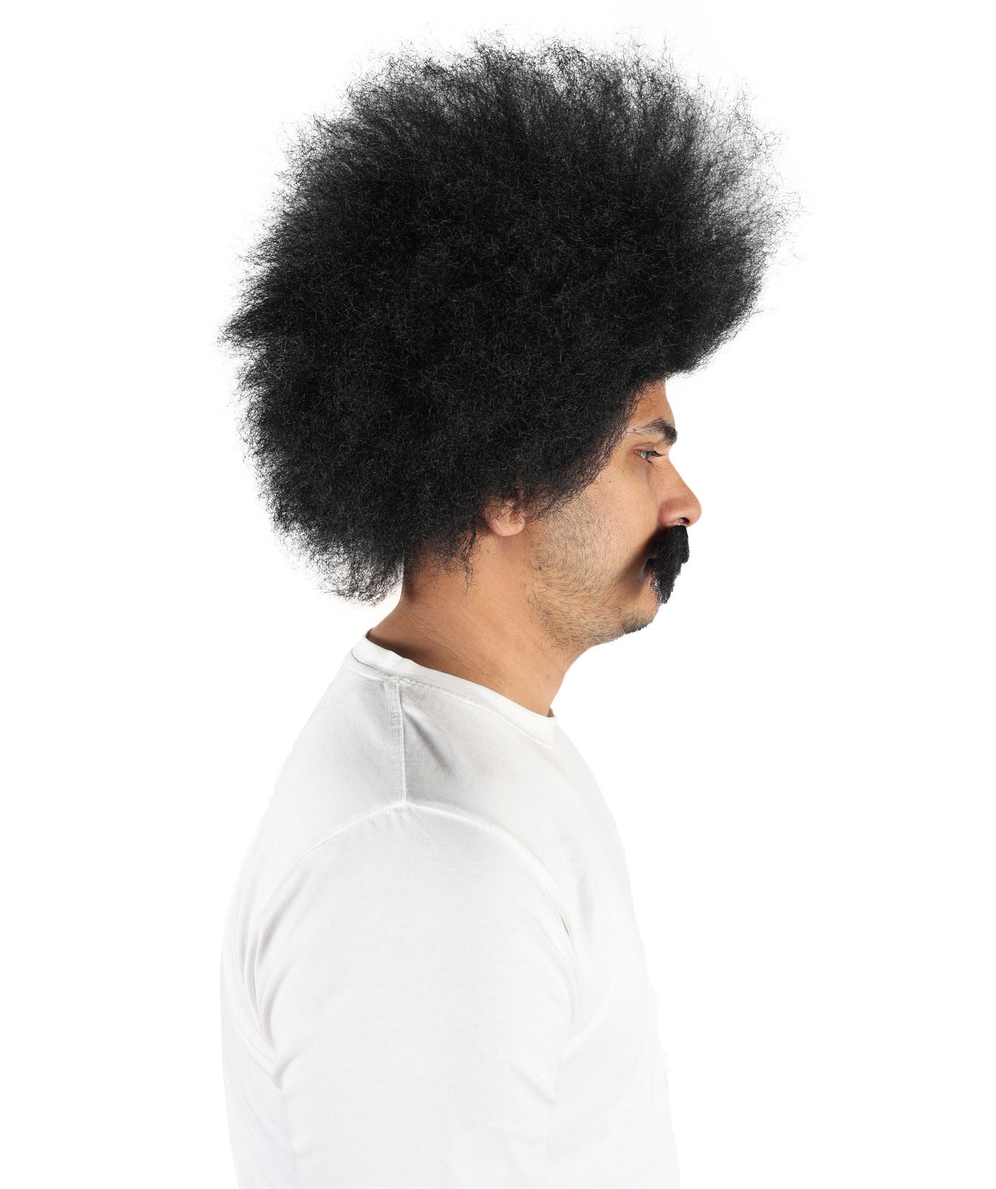 Mad Scientist Mens Wig & Mustache | Jumbo Halloween Wig | Premium Breathable Capless Cap