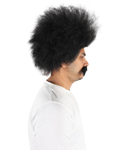 Mad Scientist Mens Wig & Mustache | Jumbo Halloween Wig | Premium Breathable Capless Cap