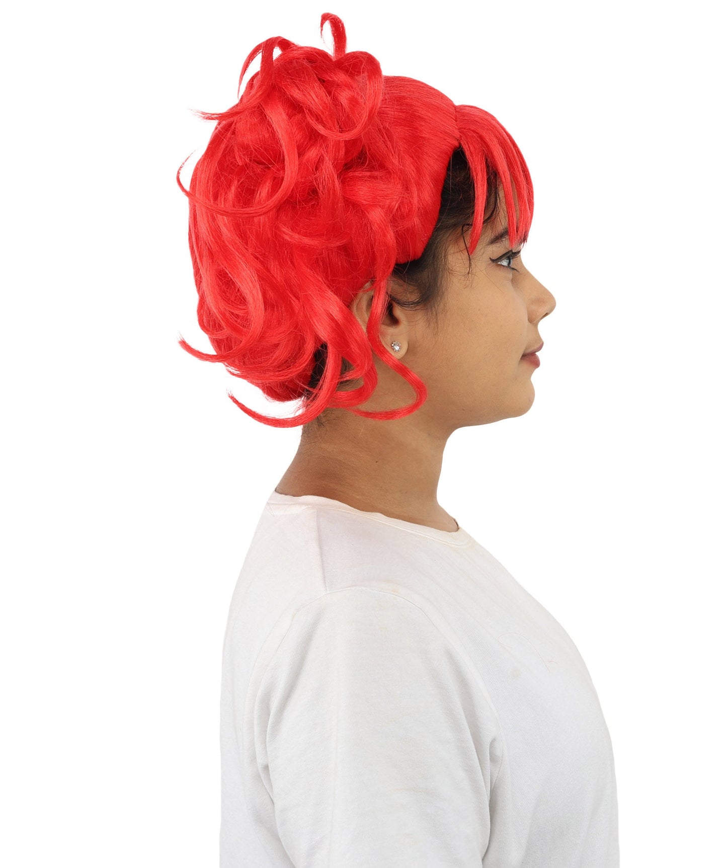 HPO Adult Women’s Messy Twin Bun Wig with Graphic Bangs | Multiple Color Options | Edgy Wig for Cosplay, Fashion Events, Halloween & Stage Wear | Adjustable Cap, Lightweight Synthetic Fiber