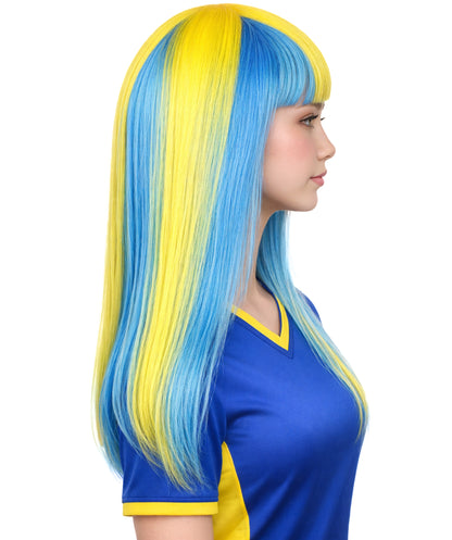 Sweden Flag Sport Party Long Bob Wig | Premium Breathable Capless Cap