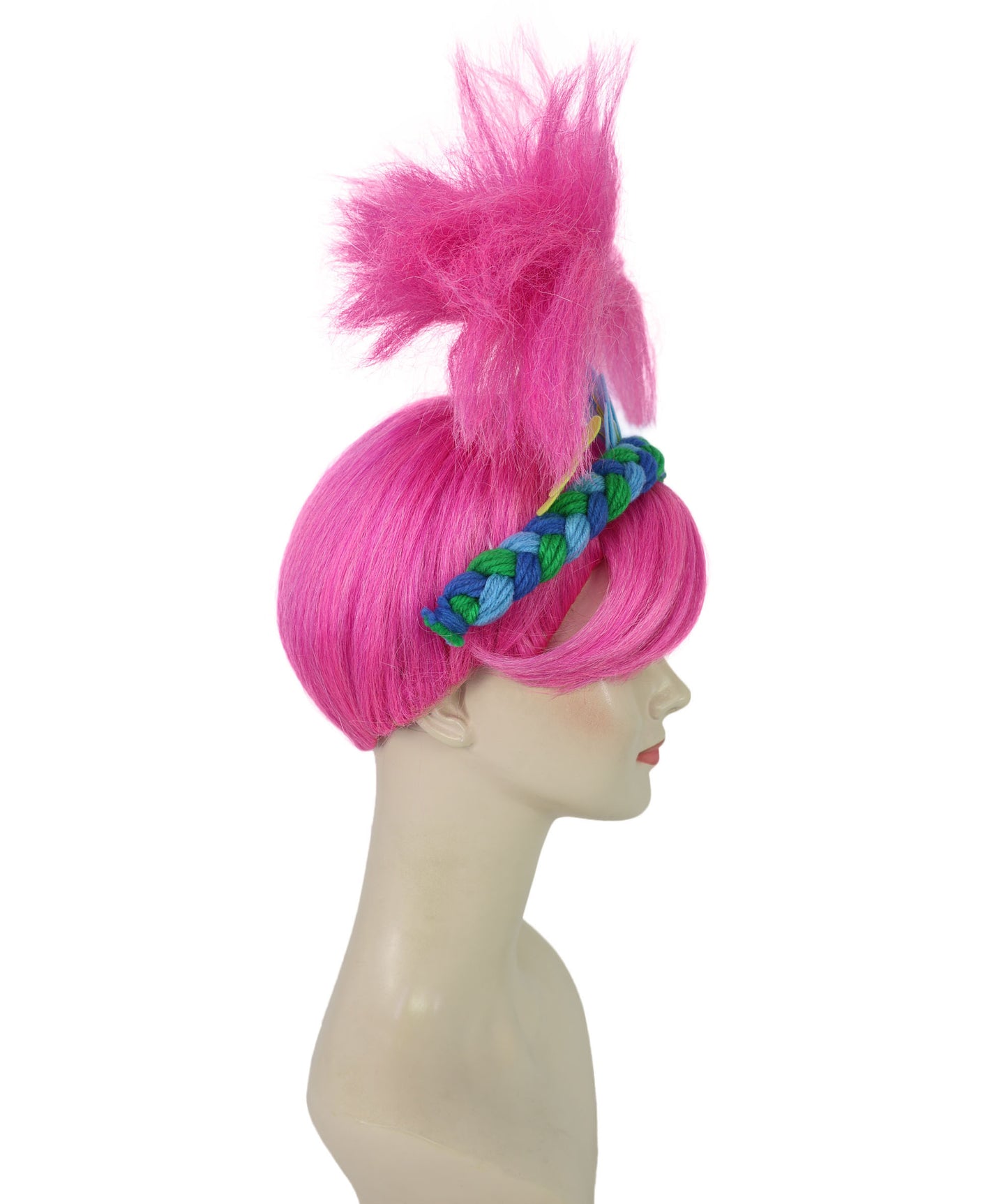 Women's Troll Pink Shoulder-Length Wig| Halloween and Cosplay Wig | Flame-retardant Synthetic Fiber