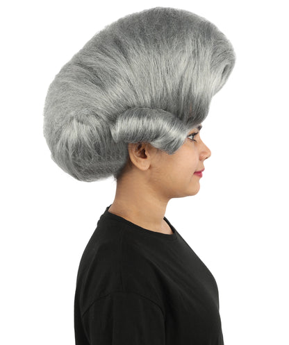 HPO Women's Architectural Beehive Wig | Monochromatic steel grey, create of synthetic fiber, massive 13-inch sculpted volume with side swirl, breathable base | Party, Halloween, theater, drag, performance, costume events