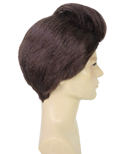 HPO Men’s High Volume Detective Style Brown Wig | Retro Fun Party Wig | Breathable Capless Cap