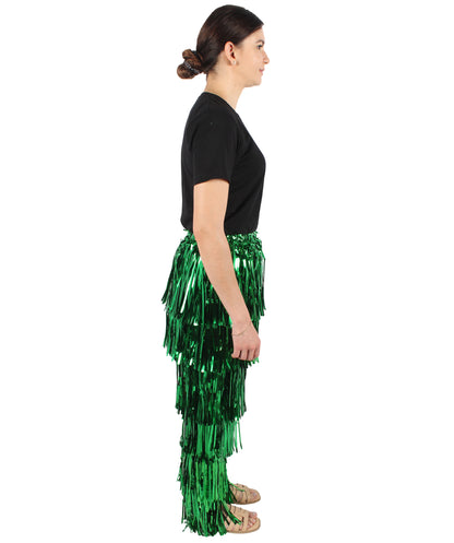 HPO Adult Women's Tinsel Fringed Tiered Multiple Color Options Trousers, Perfect for Halloween, Flame-retardant Synthetic Material