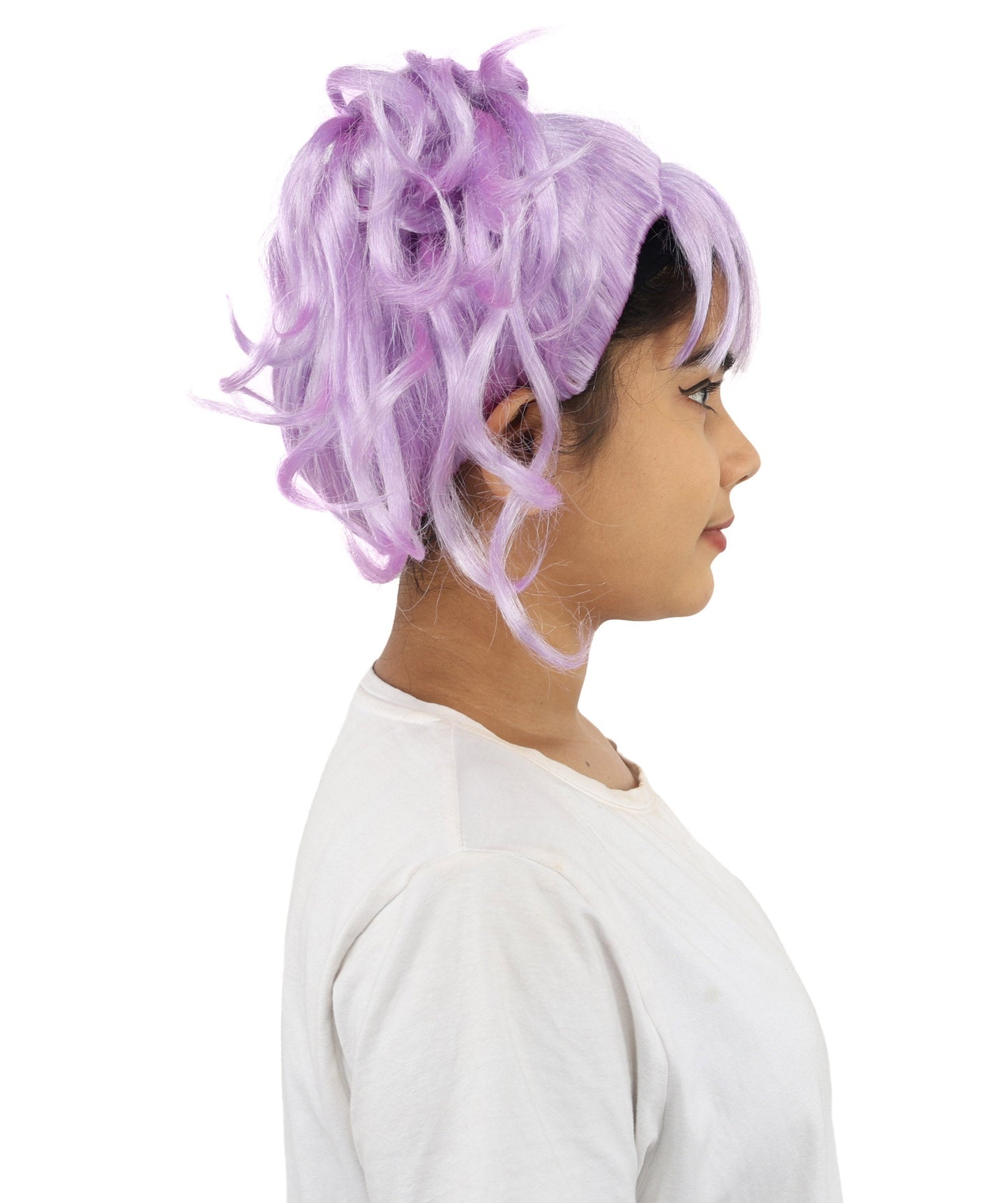HPO Adult Women’s Messy Twin Bun Wig with Graphic Bangs | Multiple Color Options | Edgy Wig for Cosplay, Fashion Events, Halloween & Stage Wear | Adjustable Cap, Lightweight Synthetic Fiber