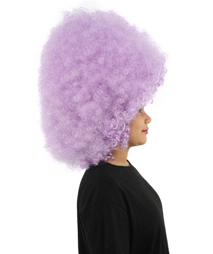 HPO Women's Giant White Glitter Afro Wig | Massive Puffy Sparkle Hair with Silver Sheen, Synthetic Fiber & Breathable Cap | Halloween, Troll Roleplay, 70s Disco Party, Theater & Funny Costume