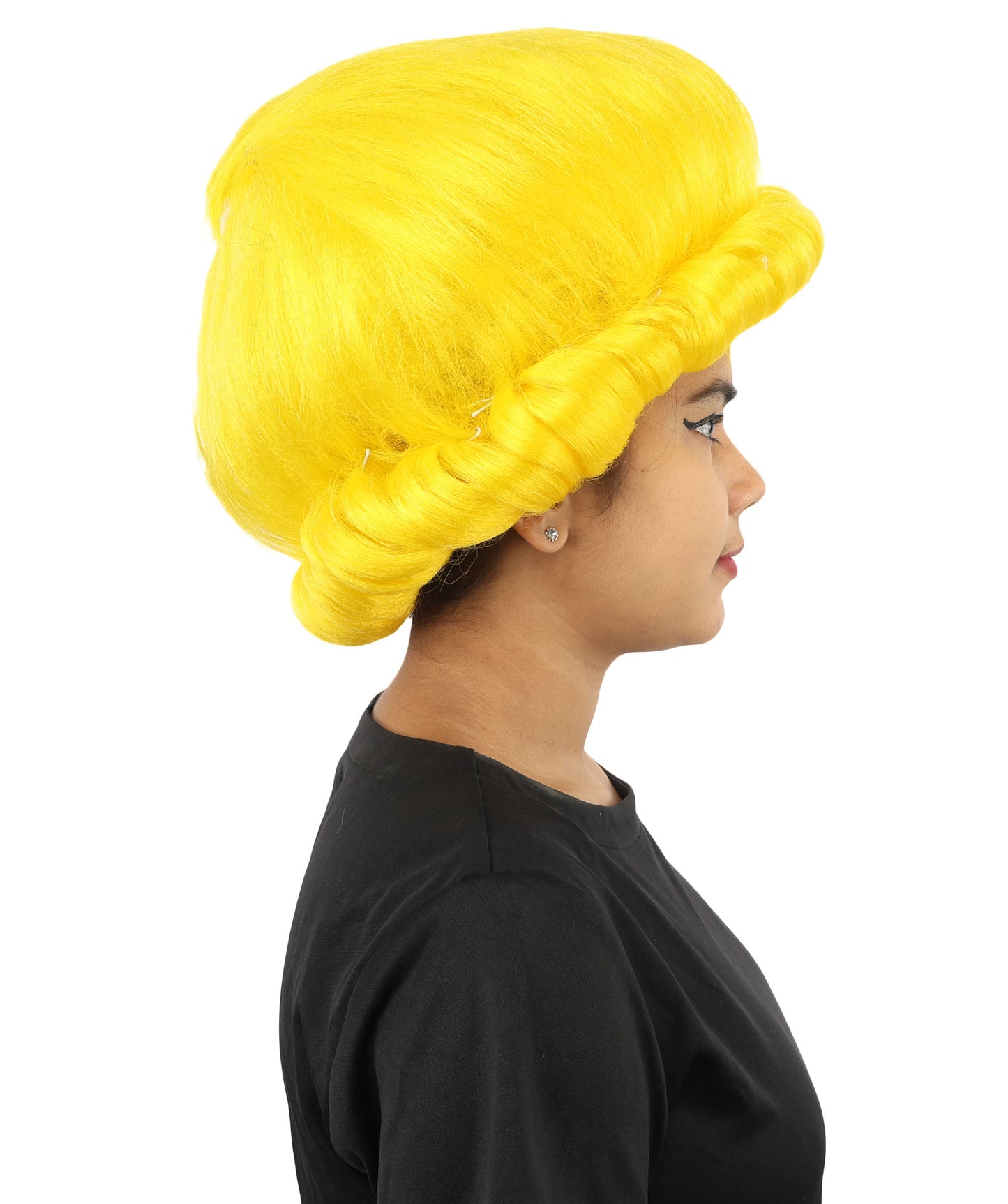 HPO Women's Voluminous Golden Blonde Grandma Wig | Medium Puffy Afro Style with Silver Texture, Synthetic Fiber & Adjustable Fit | Halloween, 100th Day of School, Theater & Funny Costume