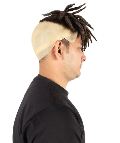 HPO Men’s American Rapper Dark Blue Dreadlock Updo Wig I Non-flammable Synthetic Fiber Wig