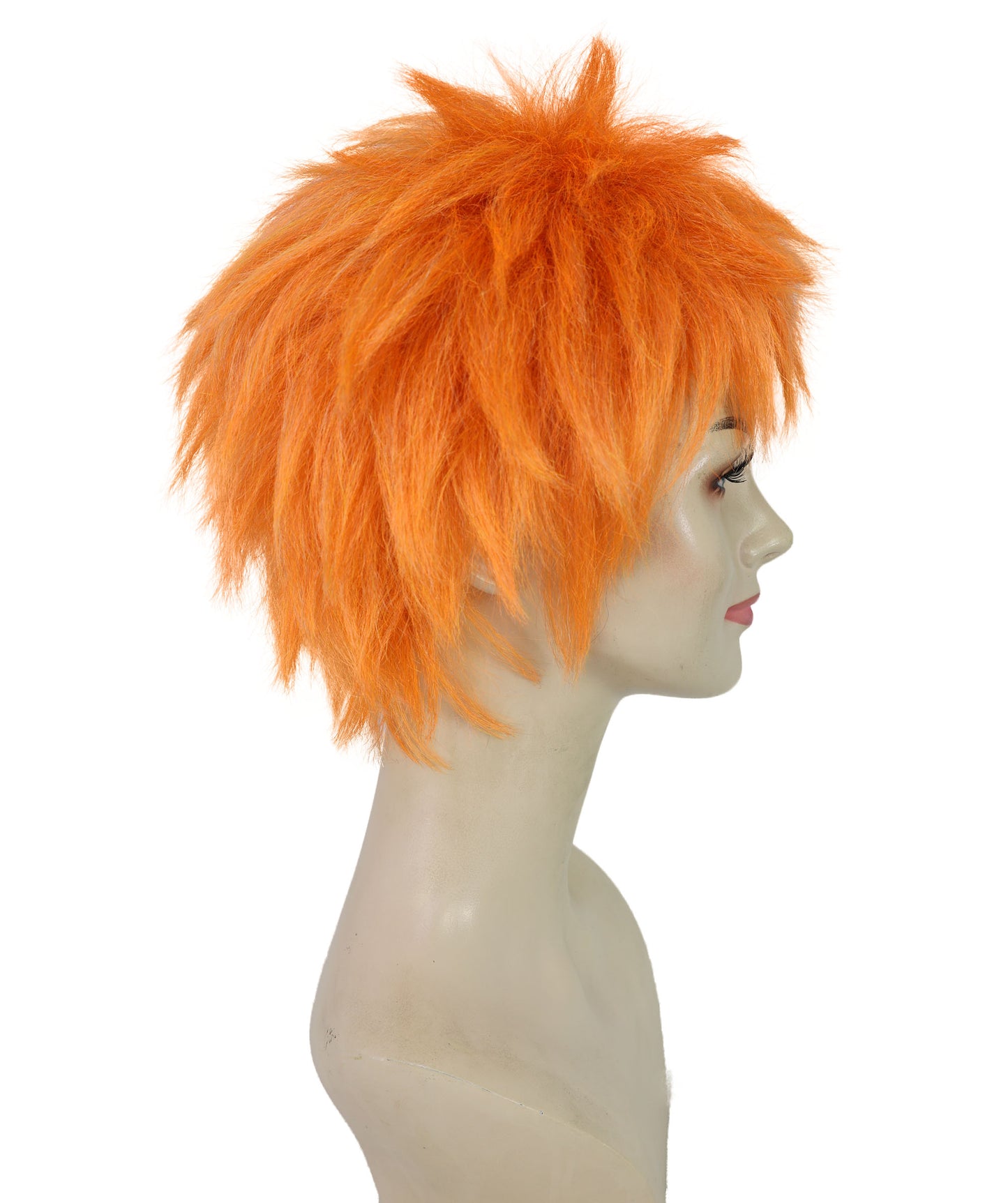 HPO Women’s Vibrant Orange Straight Twin Ponytail Wig  | Ideal for Halloween | Breathable Capless Cap