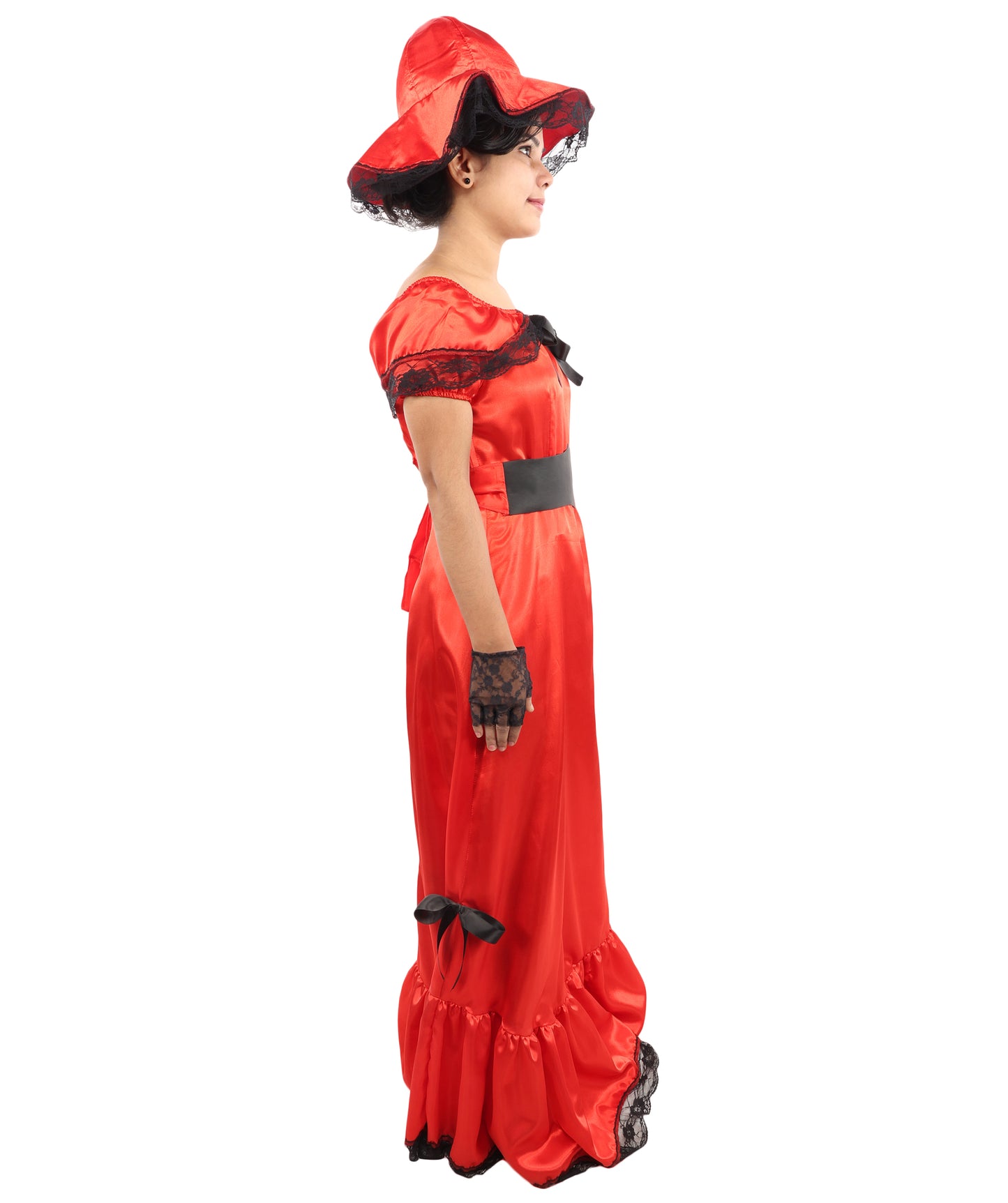 HPO Women’s Red Southern Belle Costume – Floor Length Ruffled Gown Dress | Vintage Theme Party, Halloween & Cosplay Outfit