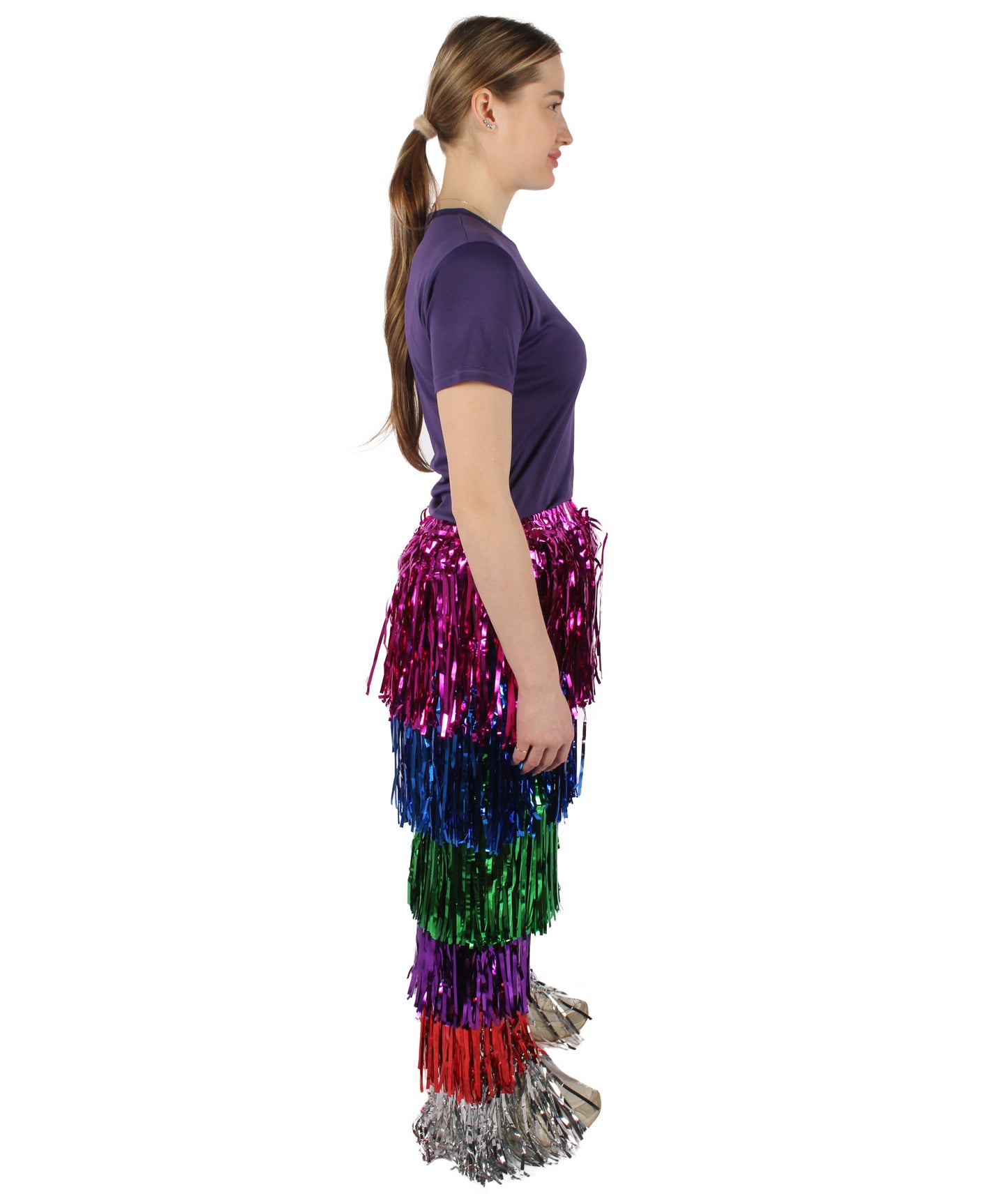 Women's Tinsel Wide Colorful Leg Pants, Perfect for Halloween, Tinsel Material
