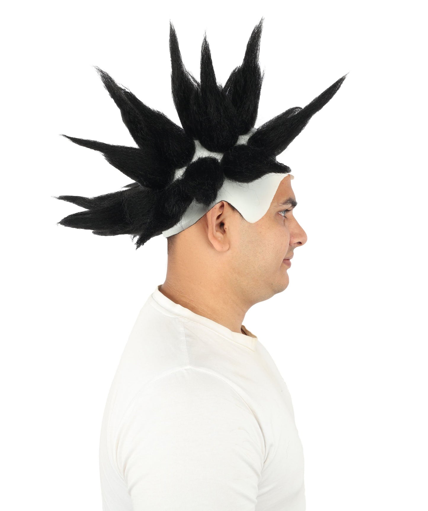 HPO Adult Men's Spiky Bald Illusion Wig | Multiple Color Options  |  Two-tone vibrant hue, create of synthetic fiber, stiff spiked volume, integrated forehead piece | Party, Halloween, theater, drag, performance, costume events
