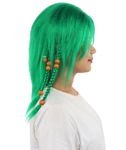 HPO Adult Women's Long Tribal Braided Wig | Multiple Color Options | Dark Shaggy Bob with Beaded Strands, Synthetic Fiber & Breathable Cap | Halloween, Sci-Fi Roleplay, Fantasy Costume