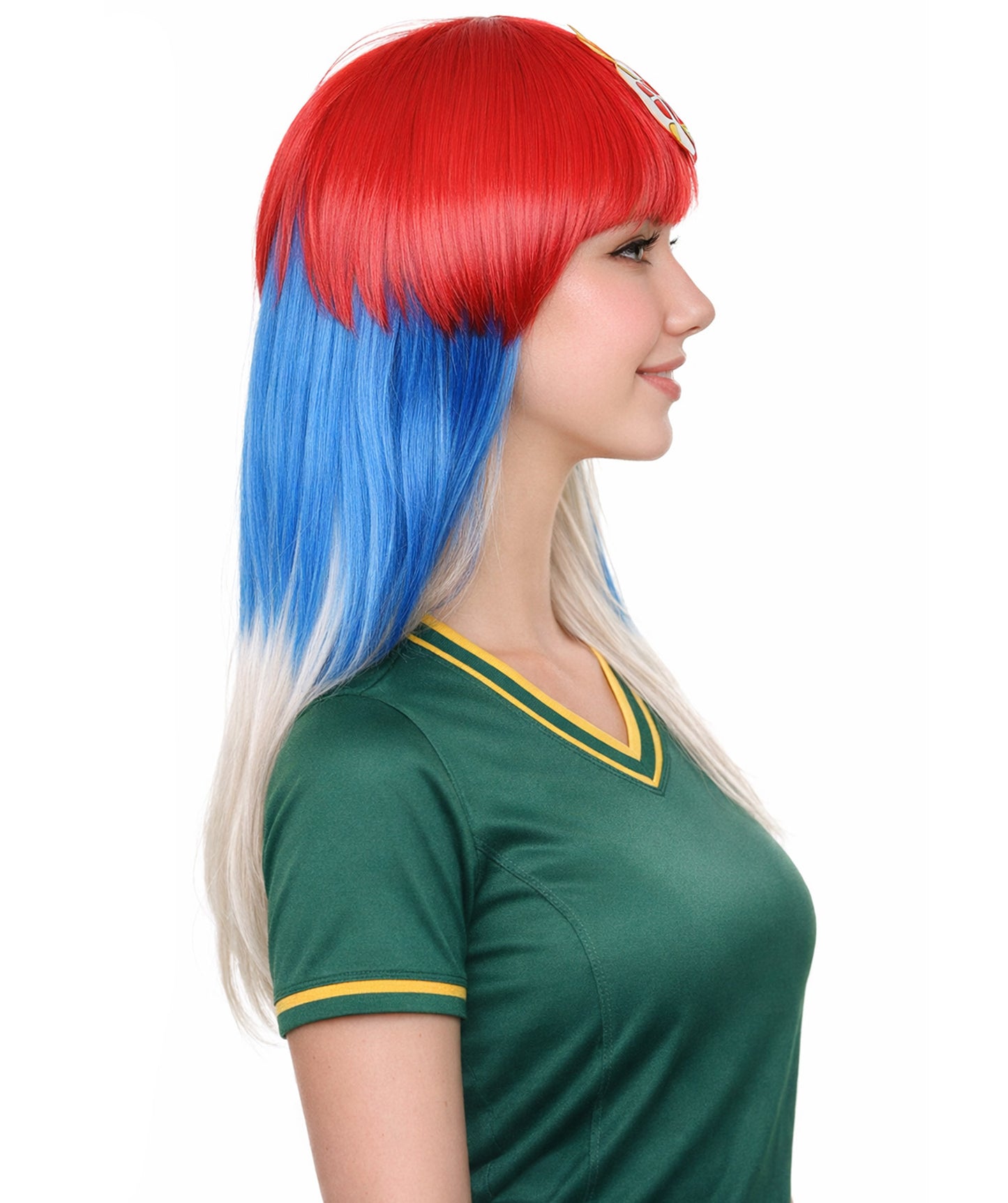 Serbia Flag Sport Party Long Bob Wig | Premium Breathable Capless Cap