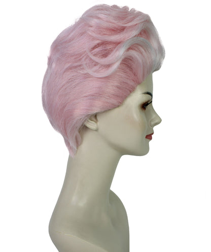 HPO Adult Women’s Retro Pink Sculpted Pompadour Wig | High-Fashion Synthetic Wig for Drag & Glam | Ideal for Halloween