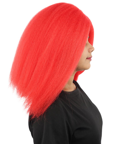 HPO Adult Women's Long Rounded Cartoon Hair Wig | Multiple Color Options | Bubble Bob, Deep Side Part, Heat Friendly Synthetic Strands & Breathable Net | Fancy Dress, Stage Show, Animated Character Events, Halloween & Festival