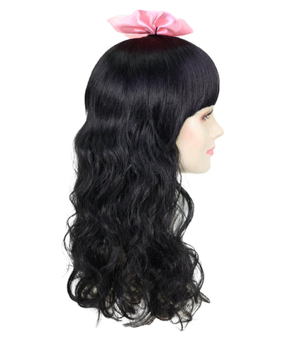 Women's Doll Wig | Pink Bow Purple & Black Wig | Premium Breathable Capless Cap