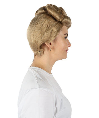 HPO Adult Women's 40s Wavy Blonde Vintage Wig | Halloween and Cosplay Wig | Flame-retardant Synthetic Fiber