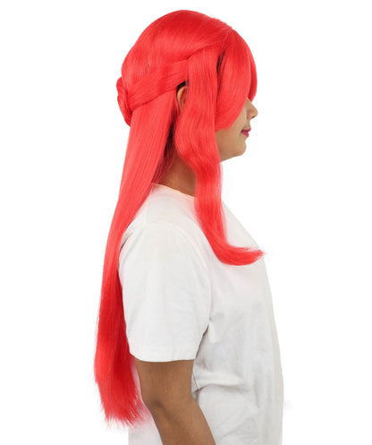 HPO Adult Women's Anime Character Wig | Multiple Color Options | Synthetic Fiber with Side Swept Bangs and Top Tuft | Halloween Party and Comic Con Events