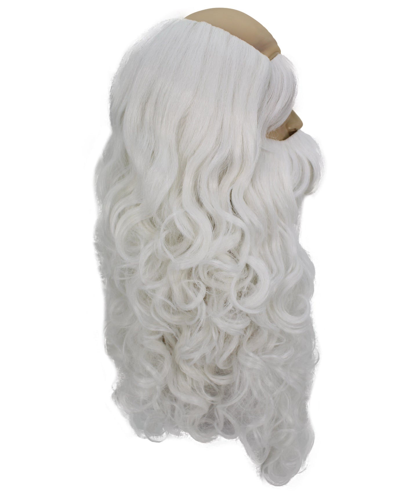 HPO Men's White Santa Wig and Beard Set – Fake Mustache, Long Beard & Eyebrows | Christmas Character Accessories for Stage, Cosplay & Holiday Dress-Up