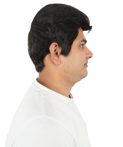 HPO Men's Side Swept Undercut Wig | Short Brown Texture with Tapered Sides, Heat Resistant Synthetic Fiber & Breathable Net | Halloween, Space Ranger Cosplay, Sci-Fi Theme Party & Roleplay