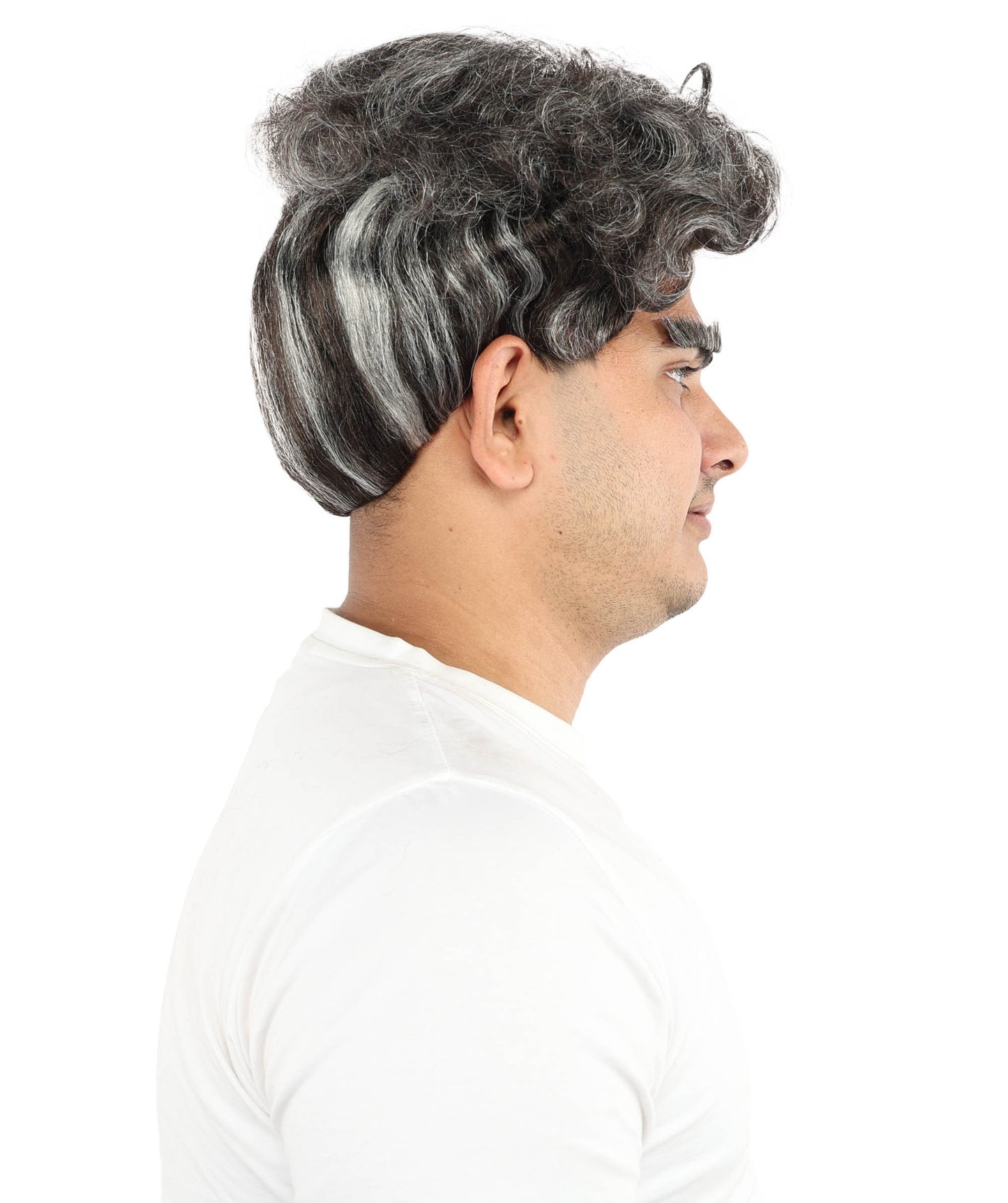 HPO Men’s Ash Black 9 Inch Short Curly Wig | Lightweight Capless Synthetic Puff Style | Suitable for Cosplay, Halloween, Party Wear