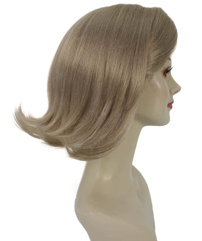 HPO Adult Women’s Blonde Wavy Bob Wig | Soft Layered Cut with Side Part for Fashion Styling | Capless Cap Design | Ideal for Halloween