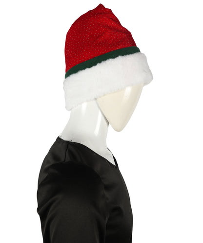 HPO Unisex Classic Velvet Christmas Santa Hat | Soft Red and White Festive Holiday Hat | Ideal for Holiday fun