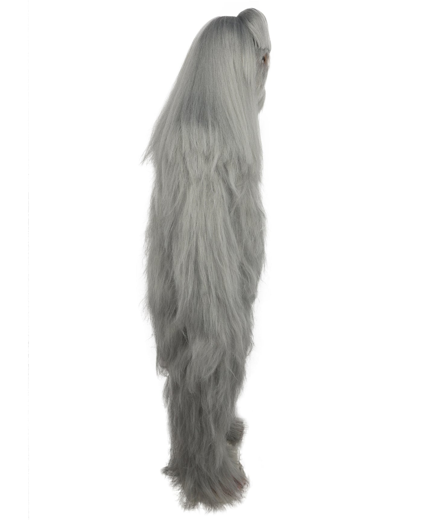 HPO Unisex Extreme Hairy Person Costume, Mask and Bundle - Full-Body Hair Suit Extra-Long Ash Brown Costume Wig for Halloween, Cosplay & Parties