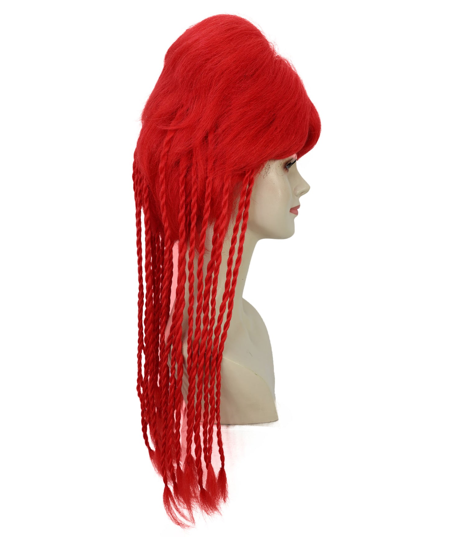 HPO Women’s Club Wig with Rave Red Braids | Bold Party Hairpiece for Adults | Rave Events, Cosplay & Themed Party Wig