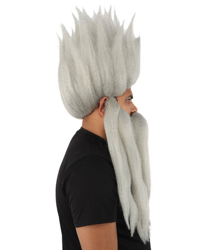 Wild Man Wig Beard & Mustache Set | Voluminous Multicolor Options Messy Hair with Matching Facial Hair, Synthetic Fiber & Breathable Cap | Halloween, Jungle Roleplay, Theater, Carnival & Costume Party