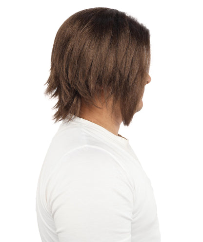 HPO Men's Two Tone Black & White Layered Anime Hair | Frosted Tips Messy Style, Natural Matte Finish, Adjustable Interior Net & Durable Strands | Carnival, Dress Up, Fantasy Conventions, Theater & Photo Shoots