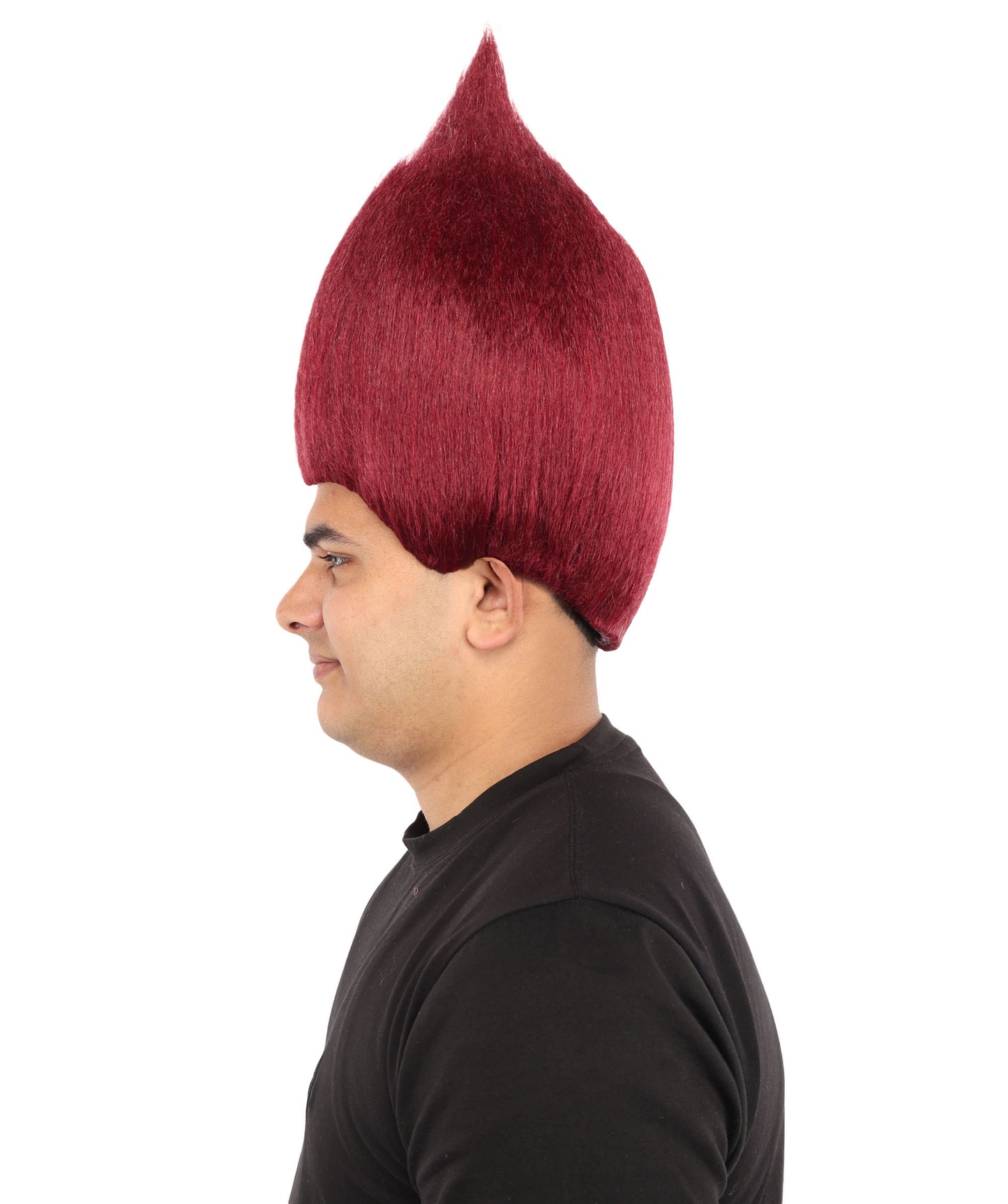 HPO Unisex Qatar Flag-Inspired Maroon & White Sport Troll Wig Troll Wig – Spiky Synthetic Hair with Capless Cap | Ideal for Sports, Cosplay, and National Events