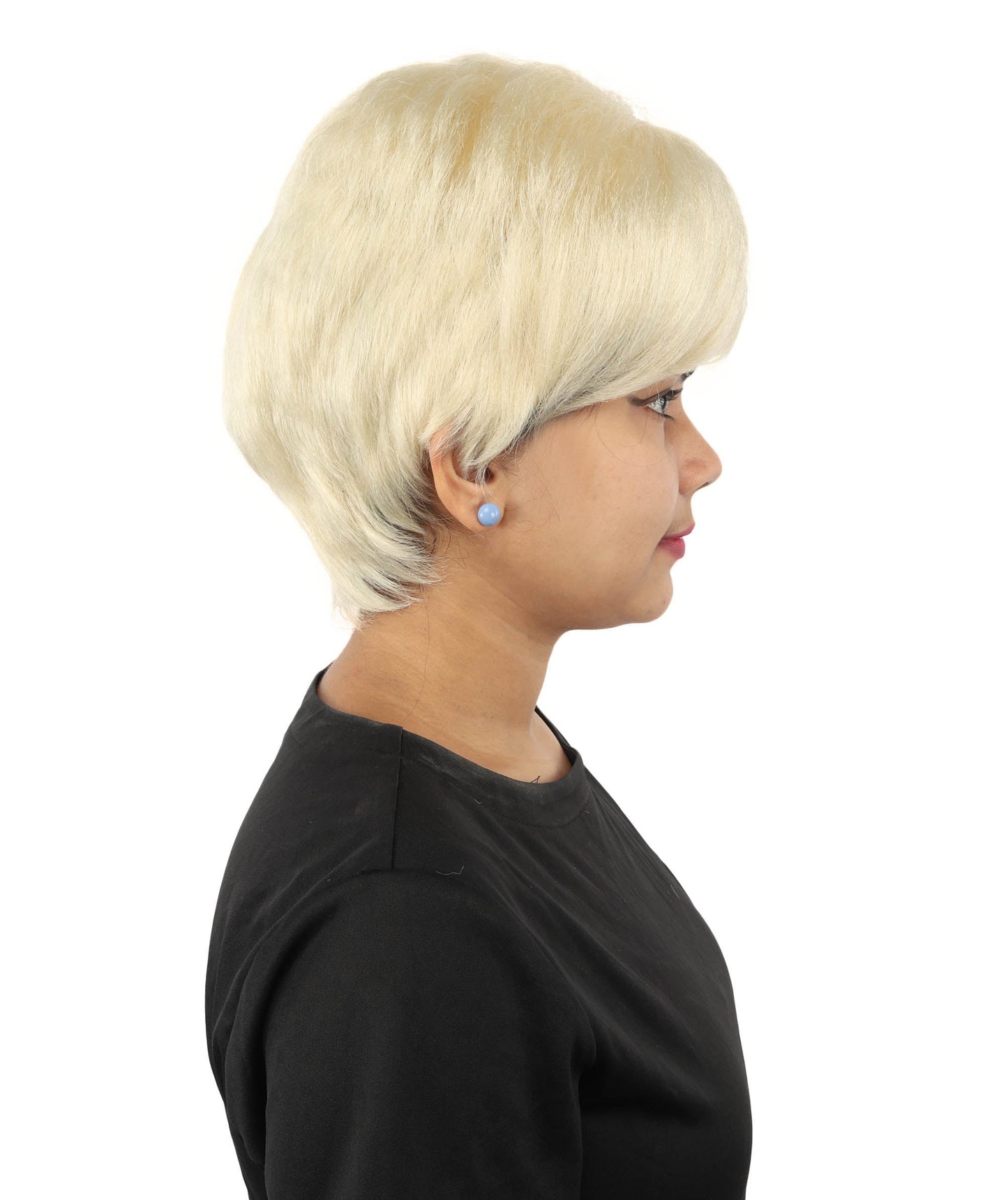 HPO Adult Women’s Short Black Wig | 10 Inch, Sleek and Smooth Bob Hairpiece | Ideal for Cosplay, Costume, and Themed Events