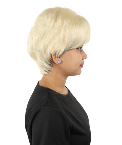 HPO Adult Women’s Short Black Wig | 10 Inch, Sleek and Smooth Bob Hairpiece | Ideal for Cosplay, Costume, and Themed Events