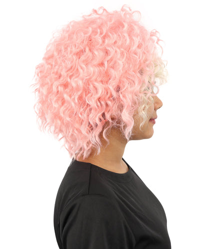 HPO Adult Women's Messy Teased Spiky Multicolor Wig | Curly Two-tone vibrant hue, create of synthetic fiber, extreme textured volume, breathable capless base | Party, Halloween, theater, drag, performance, costume events