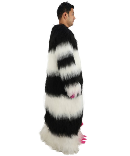 HPO Unisex Spiky Monster Headwear Costume Bundle & Mask Set | Pink spiked top with black and white striped body voluminous flame-retardant synthetic fiber mask construction | Party, Halloween, cosplay, theater, drag, performance, costume events