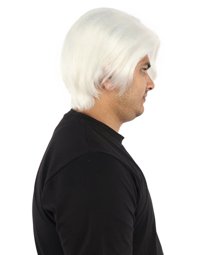 HPO Men’s Blonde Wig with Long Side Bangs  | Flame-retardant Synthetic | Ideal for Cosplay, Halloween & Party Looks