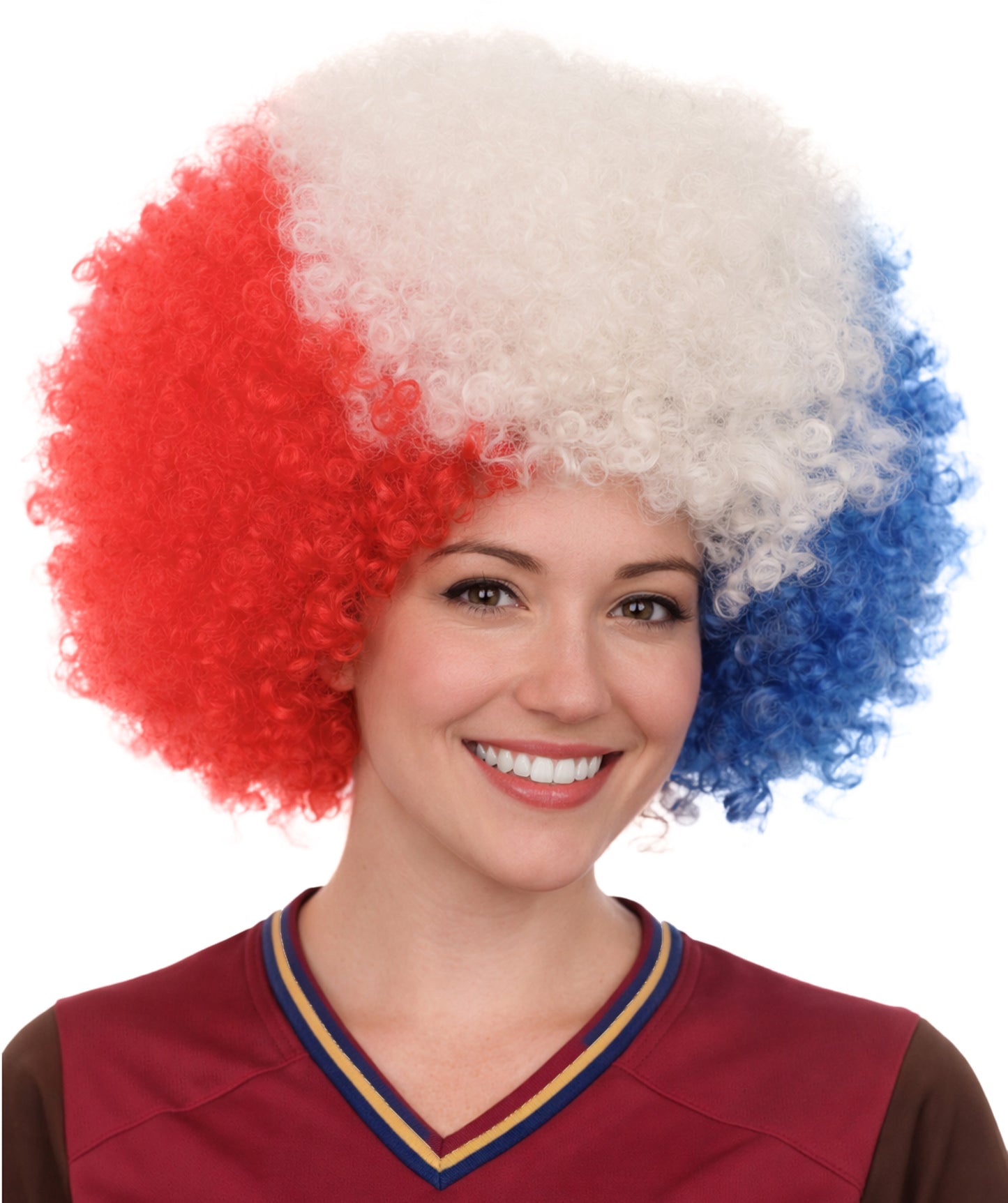 France National Flag Afro Wig | National Pride Patriotic Halloween Hair| Premium Breathable Capless Cap