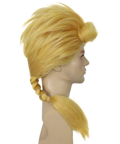 HPO Men's Anime-Inspired Golden Blonde Wig | Short Layered Costume Hairpiece | Breathable Capless Cap
